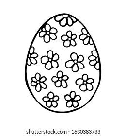 Doodle easter egg. Black and white hand-drawn illustrations for coloring by children. Sketch eggs for cards, logos, holidays.