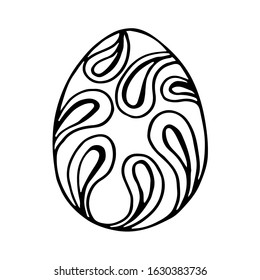 Doodle easter egg. Black and white hand-drawn illustrations for coloring by children. Sketch eggs for cards, logos, holidays.