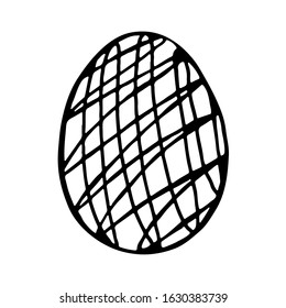 Doodle easter egg. Black and white hand-drawn illustrations for coloring by children. Sketch eggs for cards, logos, holidays.