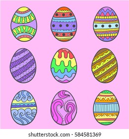 Doodle of easter egg colorful set - Shutterstock ID 584581369