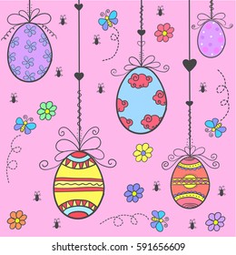 Doodle of easter egg colorful style vector flat