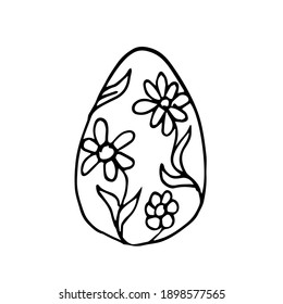 Doodle Easter egg on white background isolated. Cute vector egg can be used for stickers, coloring books for children, design, textiles