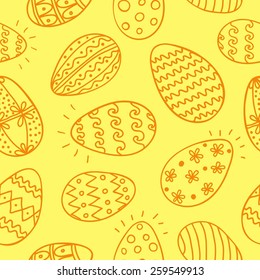 Doodle Easter egg seamless vector pattern.