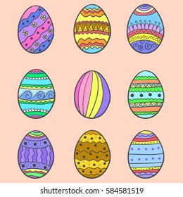 Doodle of easter egg set illustration vector