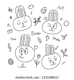 doodle of Easter Egg set isolated on white background,Hand Drawn vector illustration.