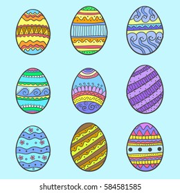 Doodle of easter egg set object - Shutterstock ID 584581585