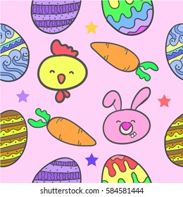 Doodle of easter egg style on pink background