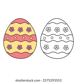 Doodle Easter Eggs coloring pages for easter worksheets printable for kids activity, Kindergarten and preschool. Trace and color Easter egss worksheets. Easter eggs clipart vector.