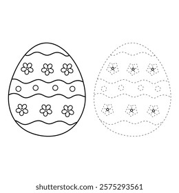 Doodle Easter Eggs coloring pages for easter worksheets printable for kids activity, Kindergarten and preschool. Trace and color Easter egss worksheets. Easter eggs clipart vector.