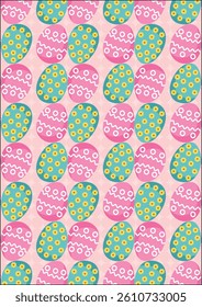 Doodle Easter Eggs Fabric Wrapping Paper Pattern Vector