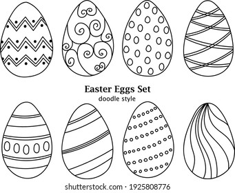 Doodle Easter eggs set with different ornaments