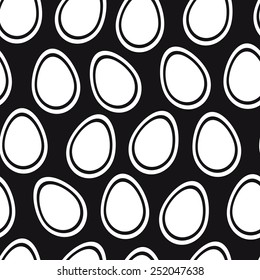 doodle Easter pattern. Vector seamless doodle easter pattern with Easter eggs