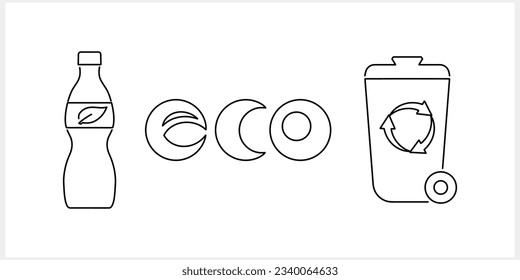 Doodle Eco set clipart isolated Sketch icon Vector stock illustration. EPS 10