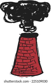 doodle ecology concept, factory chimney