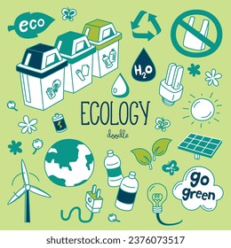 Doodle ecology. Hand drawn vector Illustration doodle with ecology.