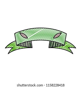 doodle ecology ribbon with leaves decoration design