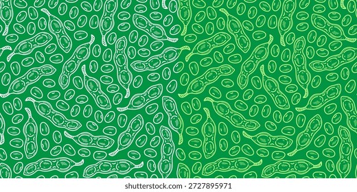 doodle edamame Muster Hintergrund. grüne Sojabohnen oder Erbsen Muster Hintergrund. Sojabohnen nahtlose Muster Hintergrund. edamame nahtlose Muster Hintergrund.