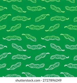 rabiscar edamame padrão fundo. verde soja ou ervilhas padrão fundo. Fundo de padrão sem emenda de soja. edamame fundo de padrão sem emenda.