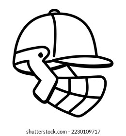 Doodle editable icon of cricket helmet 
