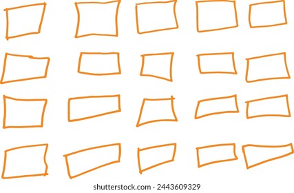 doodle effect Black Rounded Rectangles shape. Blank Box Symbol Empty Frame. video frames design. Rectangle Icon. crayon texture pencil effect. Chalk texture stain set