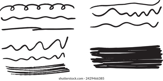 doodle effect stain collection. crayon texture pencil effect. Chalk texture stain set. emphasis, star, arrow mark element. Hand drawn stroke, Vector
