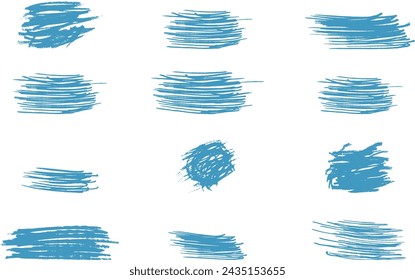 doodle effect stain collection. crayon texture pencil effect. Chalk texture stain set. emphasis, star, arrow mark element. Hand drawn stroke, Vector