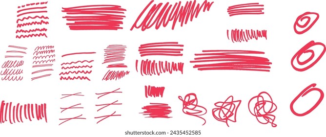 doodle effect stain collection. crayon texture pencil effect. Chalk texture stain set. emphasis, star, arrow mark element. Hand drawn stroke, Vector