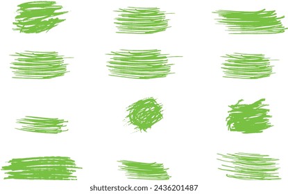 efecto garabato colección de manchas. efecto lápiz de textura crayon. Conjunto de manchas de textura de tiza. Énfasis, estrella, elemento de marca de flecha. Trazo dibujado a mano, vector