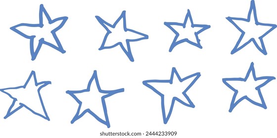 doodle effect star collection. crayon texture pencil effect. star texture stain set. emphasis, star, arrow mark element. Hand drawn stroke, Vector