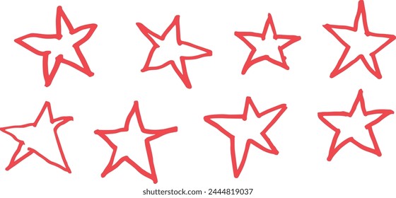 doodle effect star collection. crayon texture pencil effect. star texture stain set. emphasis, star, arrow mark element. Hand drawn stroke, Vector