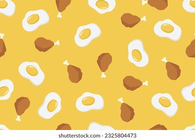 Doodle egg and chicken food pattern