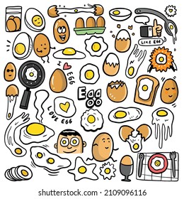 doodle egg hand draw cartoon set color