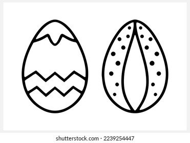 Icono de huevo Doodle aislado Línea de arte dibujada a mano Colorante página de boceto Esbozo vectorial ilustración de material EPS 10