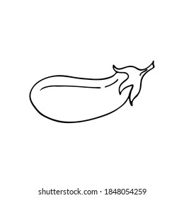 Doodle eggplant. Hand-drawn images. Vector for posters, web, textiles, children's coloring pages.