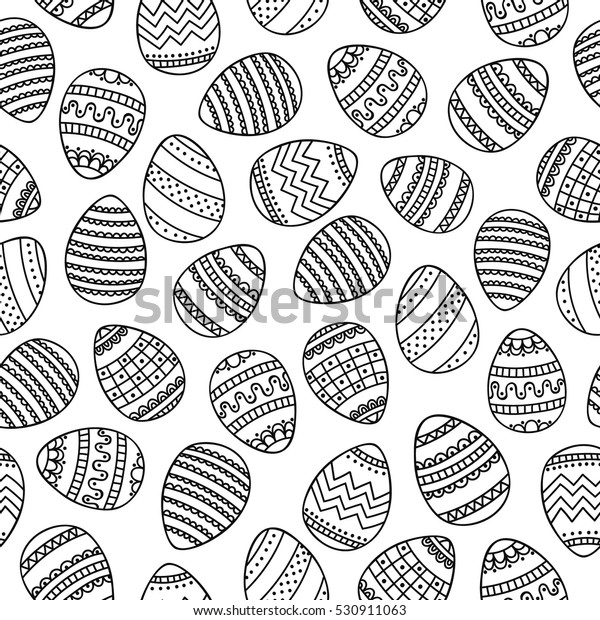 Doodle Eggs Coloring Page Vector Seamless Stock Vector (Royalty Free ...