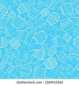 Doodle eggs hand drawn vector seamless pattern. Textile and wrapping surface design template. 