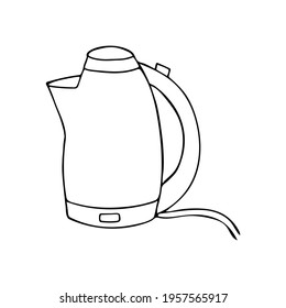 Doodle electric kettle icon in vector. Hand drawn electric kettle icon in vector. Doodle electric kettle illustration in vector