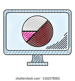 doodle electronic computer with graphic statistics diagram
