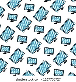 doodle electronic computer object technology background