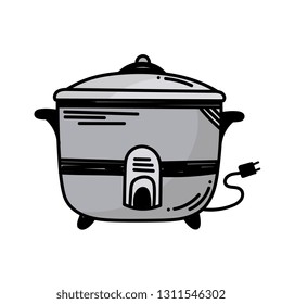 doodle electronic rice cooker. Vector illustration hand drawn with a white background