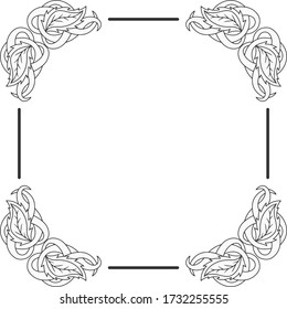 Doodle Eleganz Rand Ikone isoliert auf weiß. Umrissrahmen für Hochzeitsdesign, Karte. Handschwingende Kunstlinie. Darstellung der Skizze