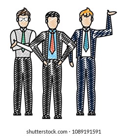 doodle elegant businessmen corporate teamwork process