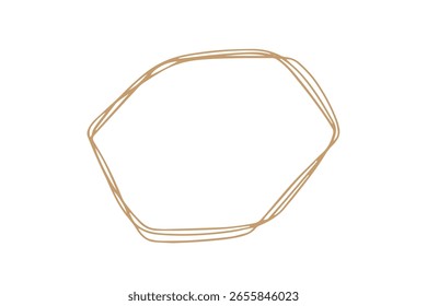 Doodle elegant frame decoration for wedding, birthday party. Golden elegant minimal border 