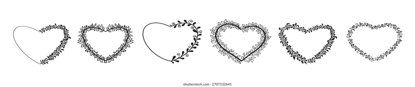 doodle elegante herzrahmen rahmen monogramm im doodle-stil