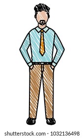 doodle elegant man with shirt and tie design