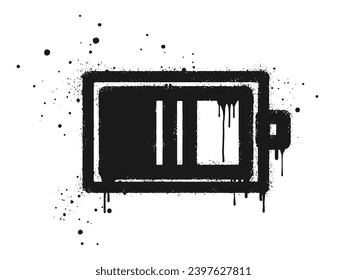 Doodle element battery bar icon. Spray painted graffiti battery bar symbol in black over white. isolated on white background. vector illustration