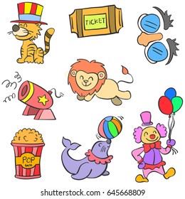 Doodle element circus colorful