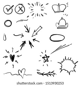 doodle element collection vector with cartoon style