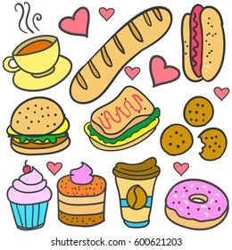 Doodle of element food various set