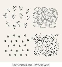 doodle element graphic ink line art design vector set